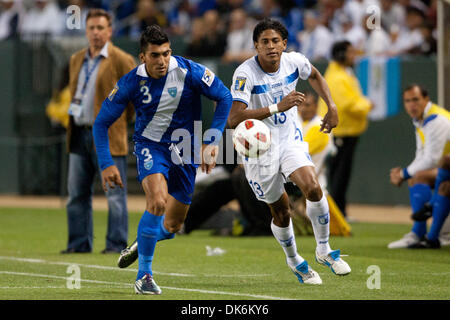 June 6, 2011 - Carson, California, U.S - Guatemala defender Cristian Noriega #3 (L) and Honduras Carlo Costly forward #13 (R) in action during the 2011 CONCACAF Gold Cup group B game between Honduras and Guatemala at the Home Depot Center. (Credit Image: © Brandon Parry/Southcreek Global/ZUMAPRESS.com) Stock Photo