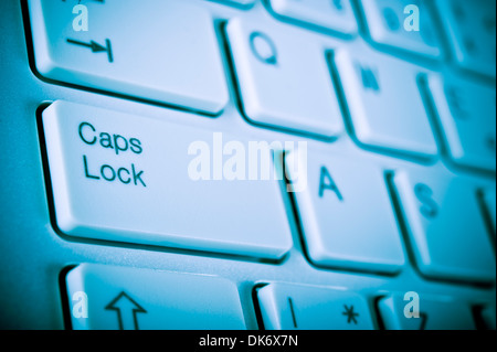 closeup on Caps Lock key on a computer keyboard Stock Photo