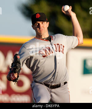 June 11, 2011 - Modesto, CA, U.S - San Francisco Giants, pitcher, Barry Zito pitches for the San Jose Giants during a game against the Modesto Nuts in Modesto, CA Saturday June 11th, 2011(20110611) Barry Zito sprained his right ankle while pitching a game against the Arizona Diamondbacks in early April 2011.    Marty Bicek/Zuma Press (Credit Image: © Marty Bicek/ZUMAPRESS.com) Stock Photo