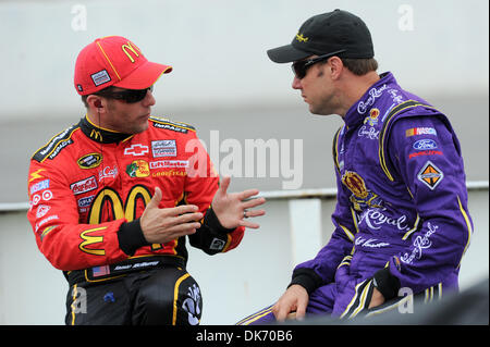 June 11, 2011 - Long Pond, Pennsylvania, United States of America - Jamie McMurray and Matt Kenseth chat before their  qualifying runs at Pocono Raceway for the 5-Hour Energy 500. (Credit Image: © Brian Freed/Southcreek Global/ZUMAPRESS.com) Stock Photo
