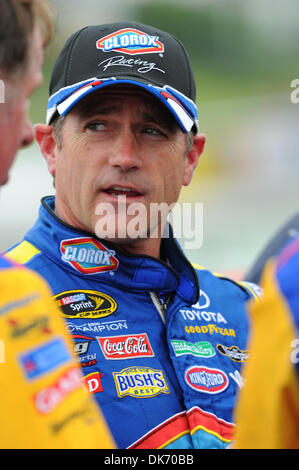 June 11, 2011 - Long Pond, Pennsylvania, United States of America - Bobby Labonte talks with the media after his qualifying run for the 5-Hour Energy 500 at the Pocono Raceway. (Credit Image: © Brian Freed/Southcreek Global/ZUMAPRESS.com) Stock Photo