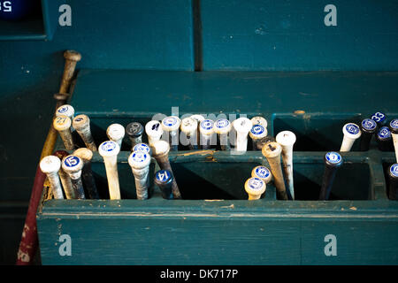 May 24, 2011 - Houston, Texas, U.S - Los Angeles bat in the dugout. (Credit Image: © Juan DeLeon/Southcreek Global/ZUMAPRESS.com) Stock Photo
