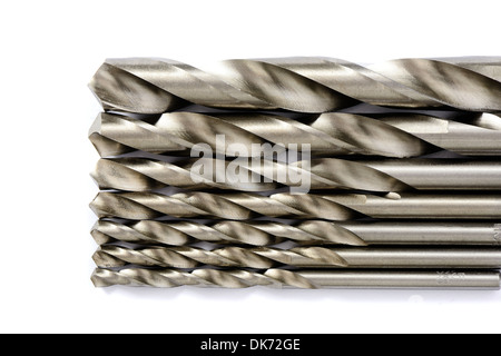 set of drill bits isolated in white Stock Photo