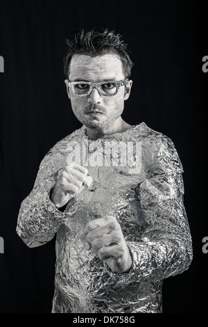 Portrait of alien superhero fighter. Stock Photo