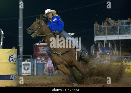 June 17, 2011 - Reno, Nevada, U.S - Barrel racer Sherrylynn Johnson of Henryetta, OK competes at the Reno Rodeo. (Credit Image: © Matt Cohen/Southcreek Global/ZUMAPRESS.com) Stock Photo