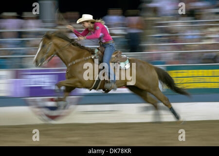 June 17, 2011 - Reno, Nevada, U.S - Barrel racer Sue SMith of Blackfoot, ID competes at the Reno Rodeo. (Credit Image: © Matt Cohen/Southcreek Global/ZUMAPRESS.com) Stock Photo