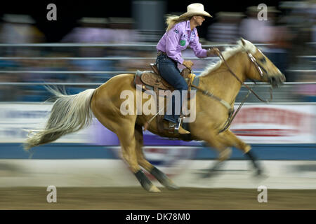 June 17, 2011 - Reno, Nevada, U.S - Barrel racer Sherry Cervi of Marana, AZ competes at the Reno Rodeo. (Credit Image: © Matt Cohen/Southcreek Global/ZUMAPRESS.com) Stock Photo