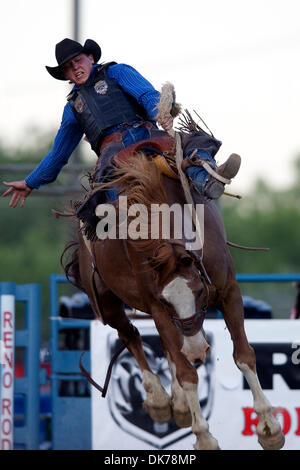 June 17, 2011 - Reno, Nevada, U.S - Jake Wright of Hurricane, UT rides Sundance at the Reno Rodeo. (Credit Image: © Matt Cohen/Southcreek Global/ZUMAPRESS.com) Stock Photo