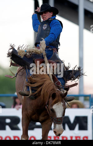 June 17, 2011 - Reno, Nevada, U.S - Jake Wright of Hurricane, UT rides Sundance at the Reno Rodeo. (Credit Image: © Matt Cohen/Southcreek Global/ZUMAPRESS.com) Stock Photo