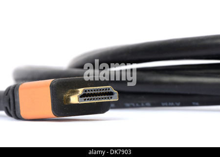 close shot of HDMI cable isolated on white Stock Photo