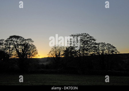 Late Autumn sunset over Darent Valley Kent England Stock Photo