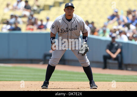 June 22, 2011 - Los Angeles, California, United States of America - Detroit Tigers first baseman Miguel Cabrera (24) stands at the ready, during an inter-league game between the, Detroit Tigers  and the Los Angeles Dodgers at Dodger Stadium.  The Tigers defeated the Dodgers 7-5. (Credit Image: © Tony Leon/Southcreek Global/ZUMAPRESS.com) Stock Photo