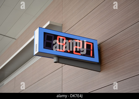 Digital Clock on a wall Stock Photo