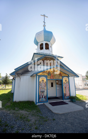 Russian Old Believers Church in Nikolaevsk, Alaska,USA Stock Photo