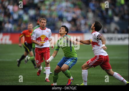 June 23, 2011 - Seattle, Washington, United States of America - Seattle Sounders Forward Fredy Montero (17) awaits a cross during the 1st half of the New York Red Bulls vs. Seattle Sounders FC match at Century Link Field (Credit Image: © Chris Coulter/Southcreek Global/ZUMApress.com) Stock Photo