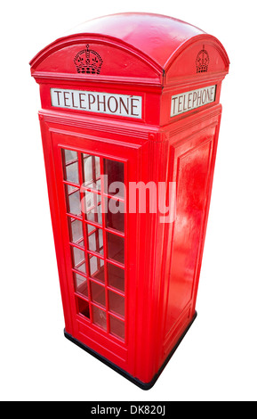 Red Phone cabine in London.White isolated. Vintage phone cabine monumental Stock Photo