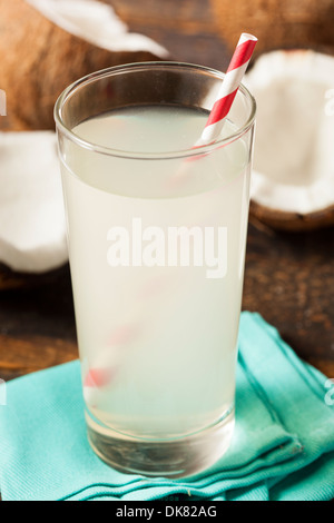 Fresh Organic Coconut Water in a Glass Stock Photo