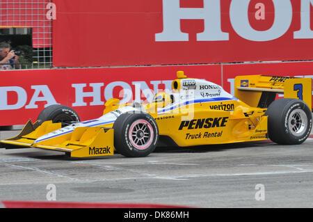 July 10, 2011 - Toronto, Ontario, Canada - Helio Castroneves driver of the #3 Itaipava Team Penske Dallara Honda during the Honda Indy Toronto race held at the CNE, Toronto Ontario. Helio Castroneves would finish in seventeenth place in the race. (Credit Image: © Keith Hamilton/Southcreek Global/ZUMAPRESS.com) Stock Photo