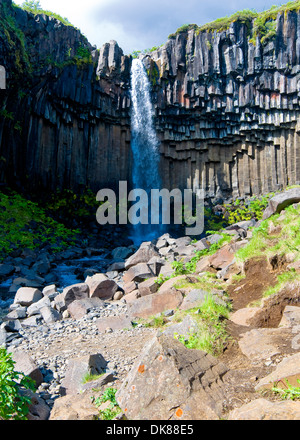 Svartifoss waterfall, Skaftafell, Vatnajokull National Park, Iceland Stock Photo