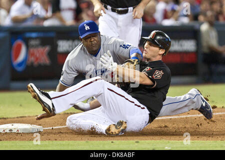 Arizona Diamondbacks third baseman Drew Ellis warms up during the first  inning of a spring training baseball game against the San Francisco Giants  Wednesday, March 23, 2022, in Scottsdale, Ariz. (AP Photo/Ross