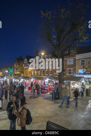 Salisbury Christmas market in the Guildhall Square, Salisbury, Wiltshire Stock Photo