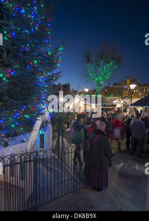 Salisbury Christmas market in the Guildhall Square, Salisbury, Wiltshire Stock Photo