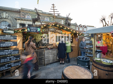 Salisbury Christmas market in the Guildhall Square, Salisbury, Wiltshire Stock Photo