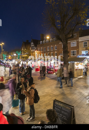 Salisbury Christmas market in the Guildhall Square, Salisbury, Wiltshire Stock Photo