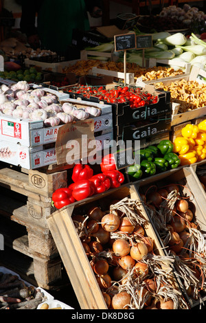 Fruits and vegetables market in Israels Plads, Copenhagen, Denmark. Stock Photo