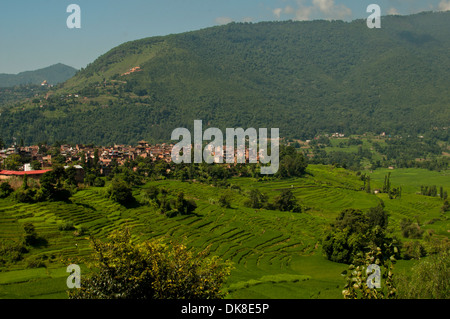 Rice fields outside of Kathmandu, Nepal Stock Photo