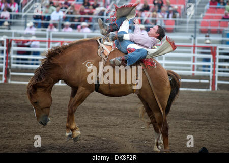 July 21, 2011 - Salinas, California, U.S - Bareback rider Eric Swenson of Denison, TX rides Citation at the California Rodeo Salinas in Salinas, CA. (Credit Image: © Matt Cohen/Southcreek Global/ZUMAPRESS.com) Stock Photo