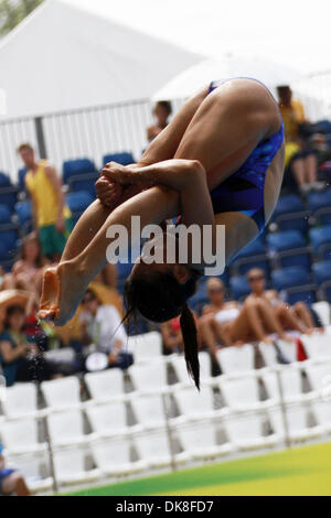 Jul 22, 2011 - Shanghai, China - HE ZI of China performs a dive during the semifinal round of competition in the women's 3 meter springboard at the FINA World Championships. She advanced to the final. (Credit Image: © Jeremy Breningstall/ZUMAPRESS.com) Stock Photo