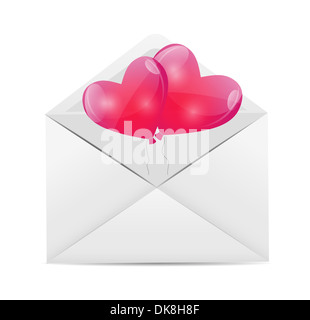 Valentines Day Card with Heart Shaped Balloons, Vector Illustration ...