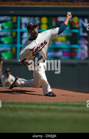 July 24, 2011 - Minneapolis, Minnesota, United States of America - July 24, 2011:   Minnesota Twins starting pitcher Francisco Liriano (47) delivers a pitch in the first inning of the game between Minnesota Twins and Detroit Tigers at Target Field in Minneapolis, Minnesota. (Credit Image: © Marilyn Indahl/Southcreek Global/ZUMAPRESS.com) Stock Photo