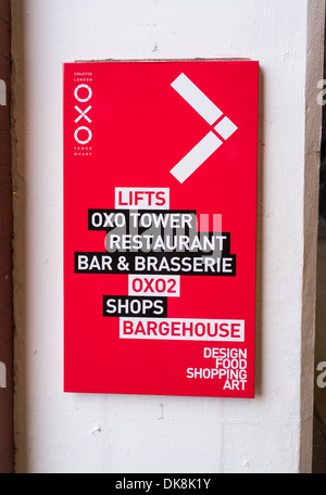 Oxo Tower Restaurant and Bar Sign, London, Britain. Stock Photo