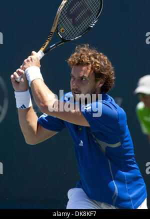 July 26, 2011 - Los Angeles, CA, U.S. - Ernests Gulbis(LAT) in the Farmers Classic Tennis tournament at UCLA in Los Angeles, CA 07/26/2011. (Credit Image: © Charles Pravata/Eclipse/ZUMAPRESS.com) Stock Photo