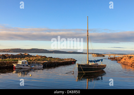 ayrshire portencross scotland sunset north harbour alamy millport firth across island