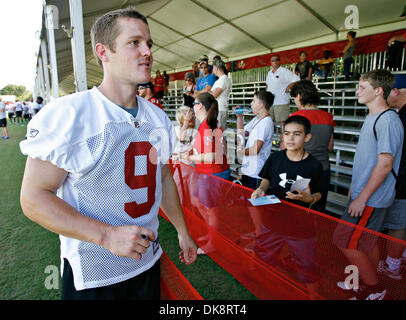 July 30, 2011 - DANIEL WALLACE   |   Times.TP 341686 WALL Bucs 10 (07/30/2011 Tampa) New punter Michael Koenen (9) signs autographs during Tampa Bay Buccaneers training camp at One Buc Place in Tampa on Saturday. [DANIEL WALLACE, Times] (Credit Image: © St. Petersburg Times/ZUMAPRESS.com) Stock Photo