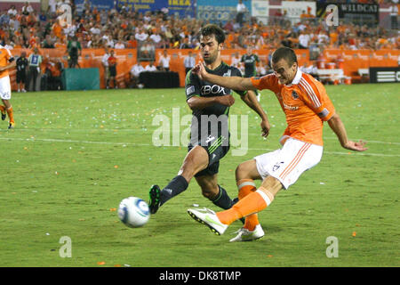 July 30, 2011 - Houston, Texas, U.S - Houston Dynamo Forward Cam Weaver (15) takes a shot but save was made. Houston Dynamo defeated the Seattle Sounders FC 3-1 at Robertson Stadium in Houston, Texas. (Credit Image: © Luis Leyva/Southcreek Global/ZUMAPRESS.com) Stock Photo