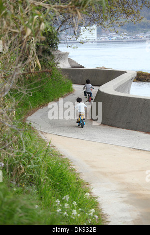 Japanese kids in the countryside Stock Photo