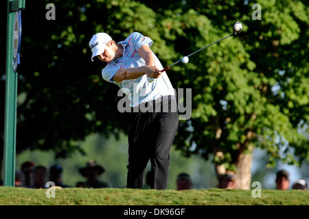 Aug. 11, 2011 - Johns Creek, Georgia, United States of America - Nick Watney tees off on Thursday during the first round of the PGA Championships at the Atlanta Athletic Club in Johns Creek, GA. (Credit Image: © David Douglas/Southcreek Global/ZUMAPRESS.com) Stock Photo