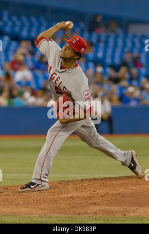 Aug. 12, 2011 - Toronto, Ontario, Canada - Los Angeles Angels pitcher Ervin Santana (54) would pitch a complete game against the Toronto Blue Jays. The Los Angeles Angels defeated the Toronto Blue Jays 5 - 1 at the Rogers Centre, Toronto Ontario. (Credit Image: © Keith Hamilton/Southcreek Global/ZUMAPRESS.com) Stock Photo