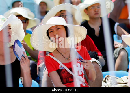 Aug. 14, 2011 - Shenzhen, China - Fans take in a Hong Kong vs Russia women's beach volleyball match at the 26th Summer Universiade (World University Games) in Shenzhen. (Credit Image: © Jeremy Breningstall/ZUMAPRESS.com) Stock Photo