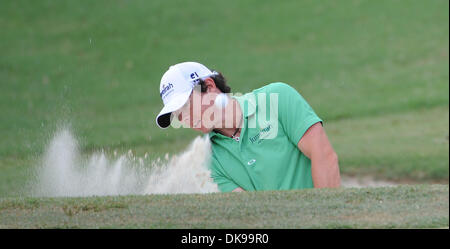 Aug. 14, 2011 - Johns Creek, GEORGIA, U.S. - Golfer Rory McIlroy of Northern Ireland hits out of a sand trap onto the 16th green during the 4th and final round of 93rd PGA Championship at the Atlanta Athletic Club in Johns Creek, Georgia, USA on 14 August 2011. (Credit Image: © Erik Lesser/ZUMAPRESS.com) Stock Photo
