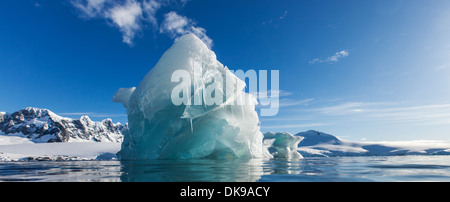 Antarctica, Panoramic view of melting iceberg floating near Enterprise Island in Wilhelmina Bay Stock Photo