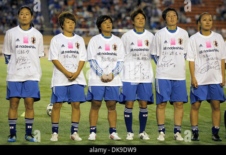 Aug. 19, 2011 - Tokyo, Japan - Players of Japan Women's National Team pose for photographs during the charity match for the earthquake and tsunami victims at the National Stadium in Tokyo, Japan. Japan Women's National Team defeated Nadeshiko League Team by 3-2. (Credit Image: © Shugo Takemi/Jana Press/ZUMAPRESS.com) Stock Photo