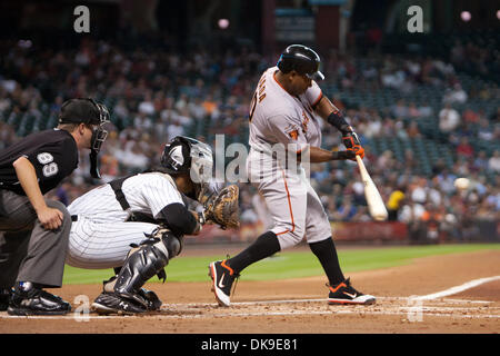 Aug. 19, 2011 - Houston, Texas, U.S - San Francisco IF Miguel Tejada (10) batting against the Astros. Astros defeated the Giants 6-0 at Minute Maid Park in Houston, TX. (Credit Image: © Juan DeLeon/Southcreek Global/ZUMAPRESS.com) Stock Photo