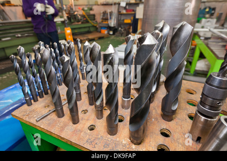 Large drill bit set in metalwork factory - Seoul, South Korea Stock Photo