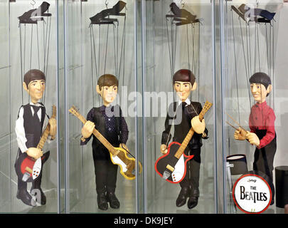 Halle Saale, Germany. 19th Nov, 2013. Marionettes of the foue members of the Beatles are on display at the Museum in Halle Saale, Germany, 19 November 2013. Thousands of exhibits of and about the British band 'The Beatles' are housed in the private museum. Photo: JAN WOITAS/Dpa/Alamy Live News Stock Photo