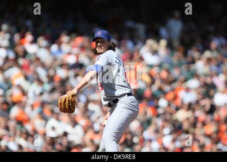 Chicago Cubs Jeff Samardzija (29) during a game against the Cincinnati Reds  on April 18, 2014 at Wrigley Field in Chicago, IL. The Reds beat the cubs  4-1.(AP Photo/David Durochik Stock Photo - Alamy